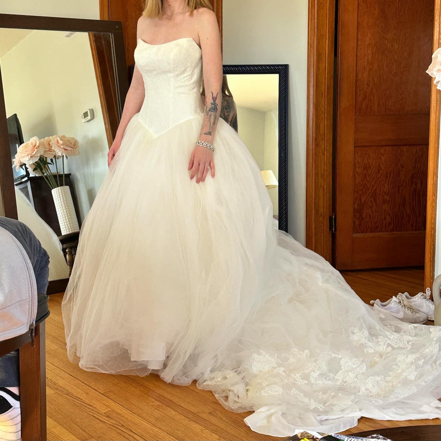 White By Vera Wang Elegant Strapless Wedding Gown